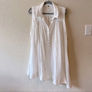 Free People White Sleeveless Button-Front Mini Dress